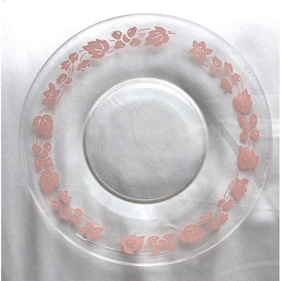 Vintage Anchor Hocking Gooseberry Pink 6" Dessert Plate Clear Glass Replacements - Picture 3 of 6